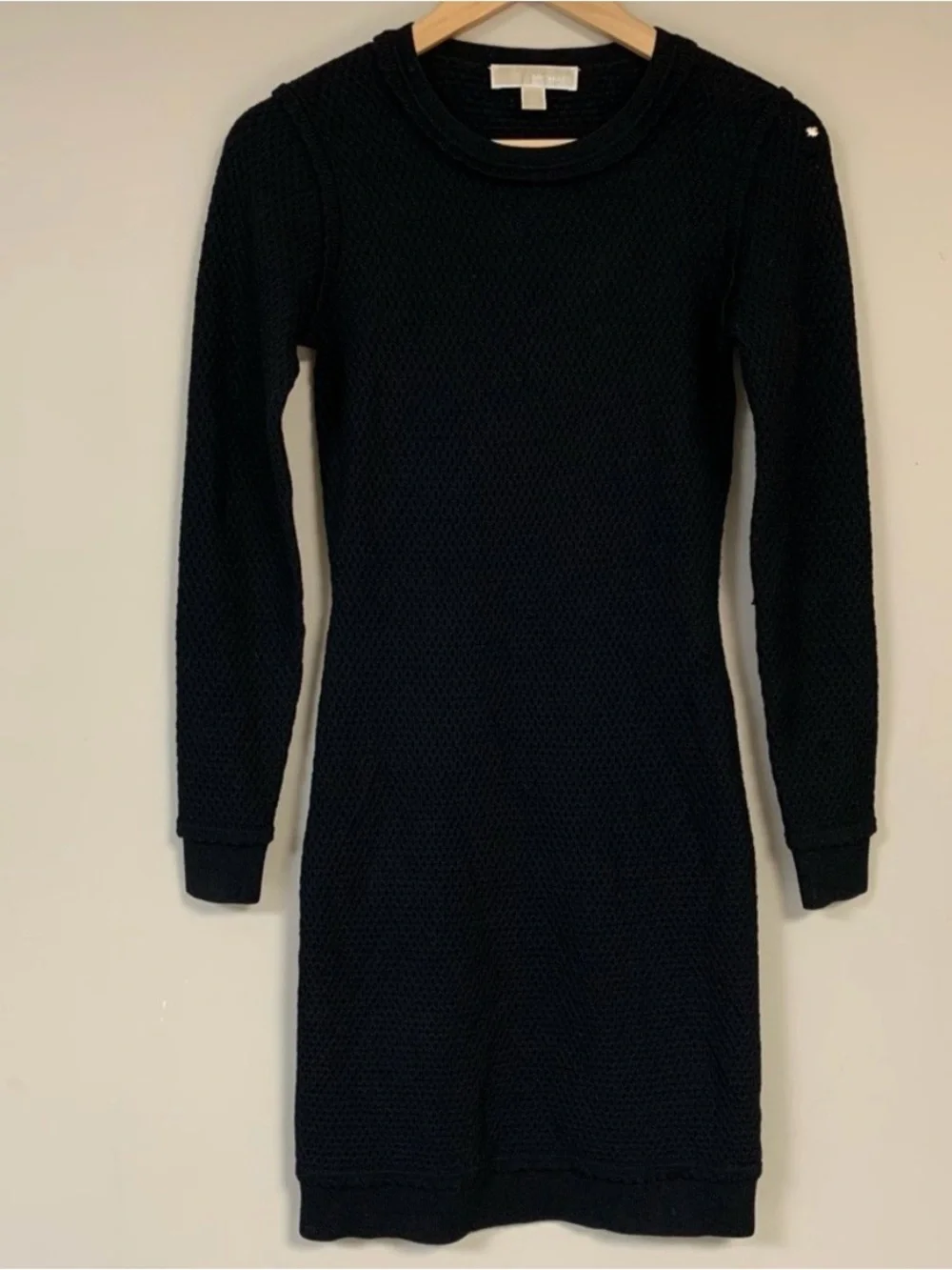 Michael Kors Black Long-Sleeve Knit Sheath Dress
